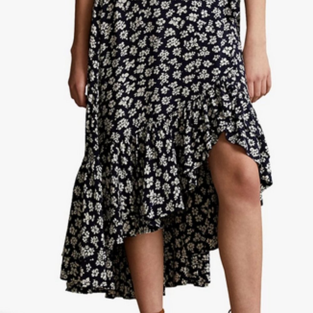 Polo Ralph Lauren Floral Crepe Wrap Skirt ~ Navy/Cream ~ New! - Picture 10 of 11